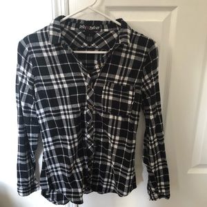 Black and white plaid flannel shirt